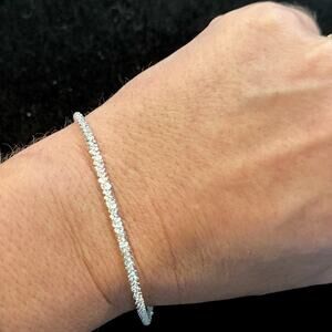 New 7.5” TWISTED ROCK Bracelet 925 Sterling Silver ITALY 2.4mm